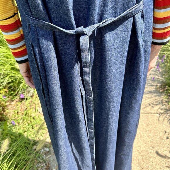 Vermont Country Store Denim Dress Womens 2X Blue Pintuck Jumper 100% Cotton - Picture 5 of 10